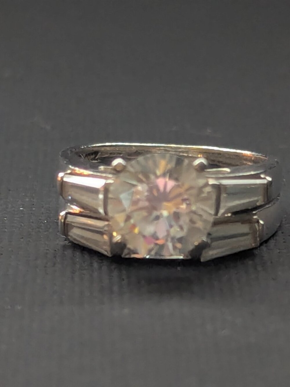 Sterling Silver CZ Wedding Set, Size 7